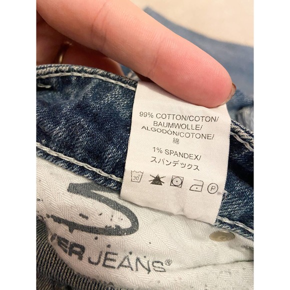 Silver Jeans, distressed jeans, flare bottom jeans, medium wash distressed jeans - Picture 10 of 12